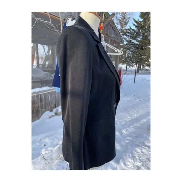 Banana Republic Black Wool Blazer Fitted Single Breast Notched Collar Sz M - Picture 3 of 7